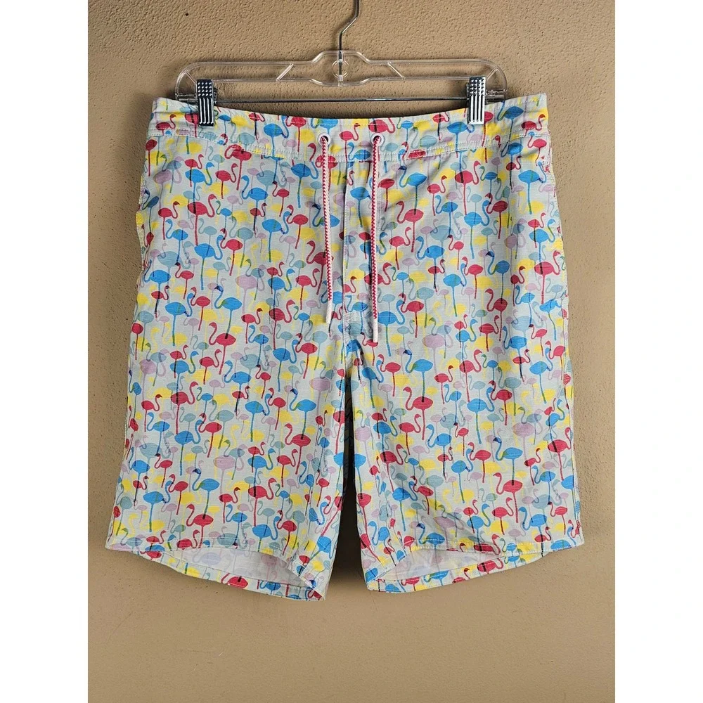Johnnie‎ O Mens Flamingo Print Swim Trunks Small 36